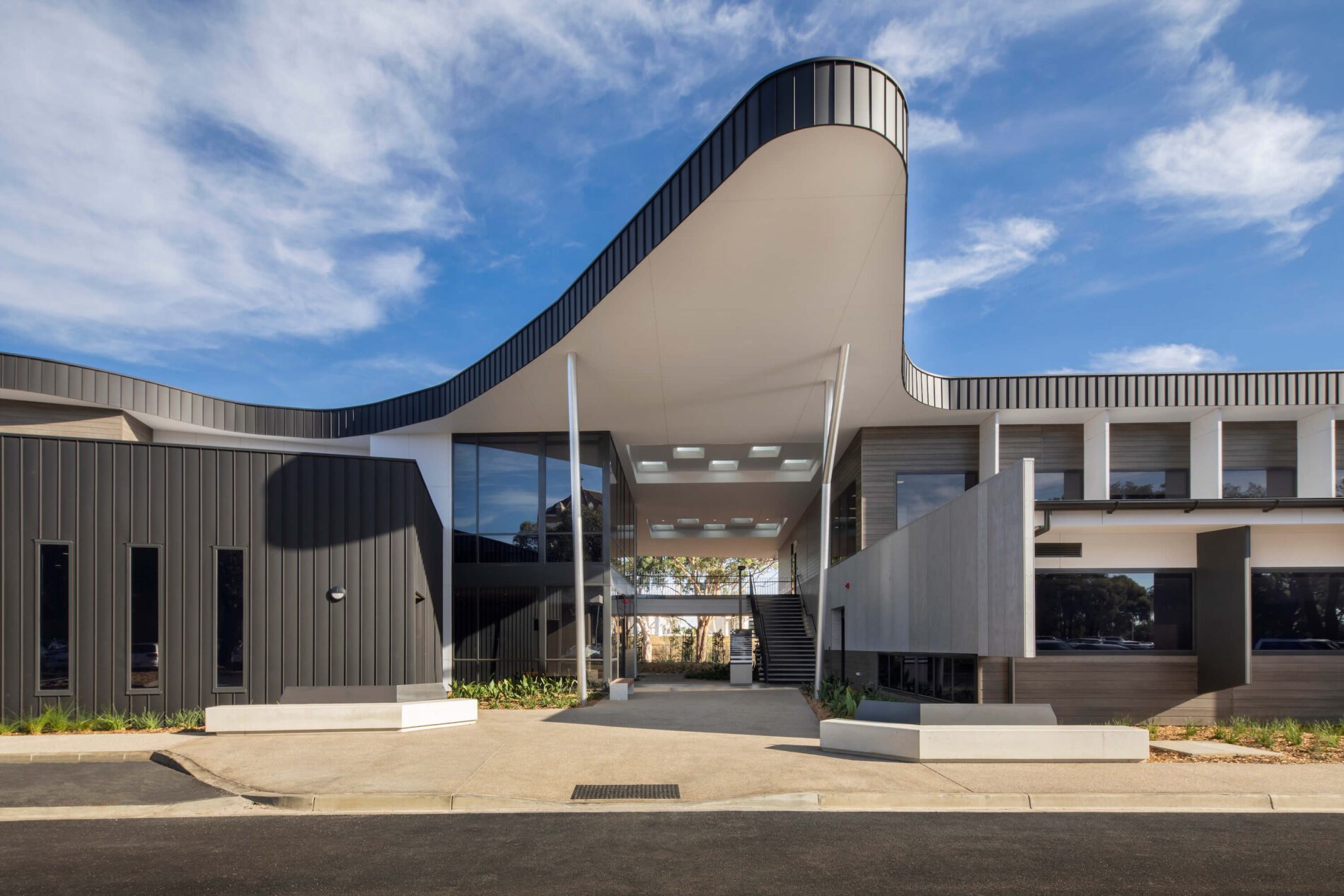 Large canopy juts from new Victoria Police Academy facility upgrade