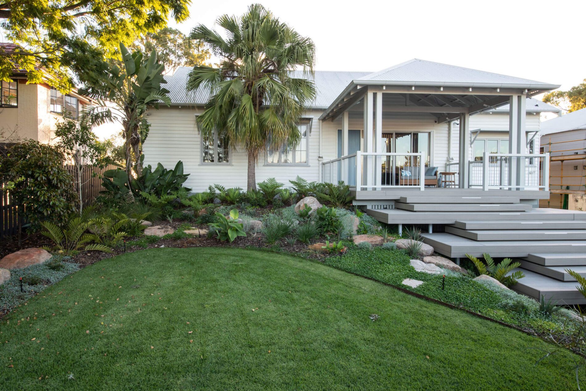 Queenslander home with lush garden